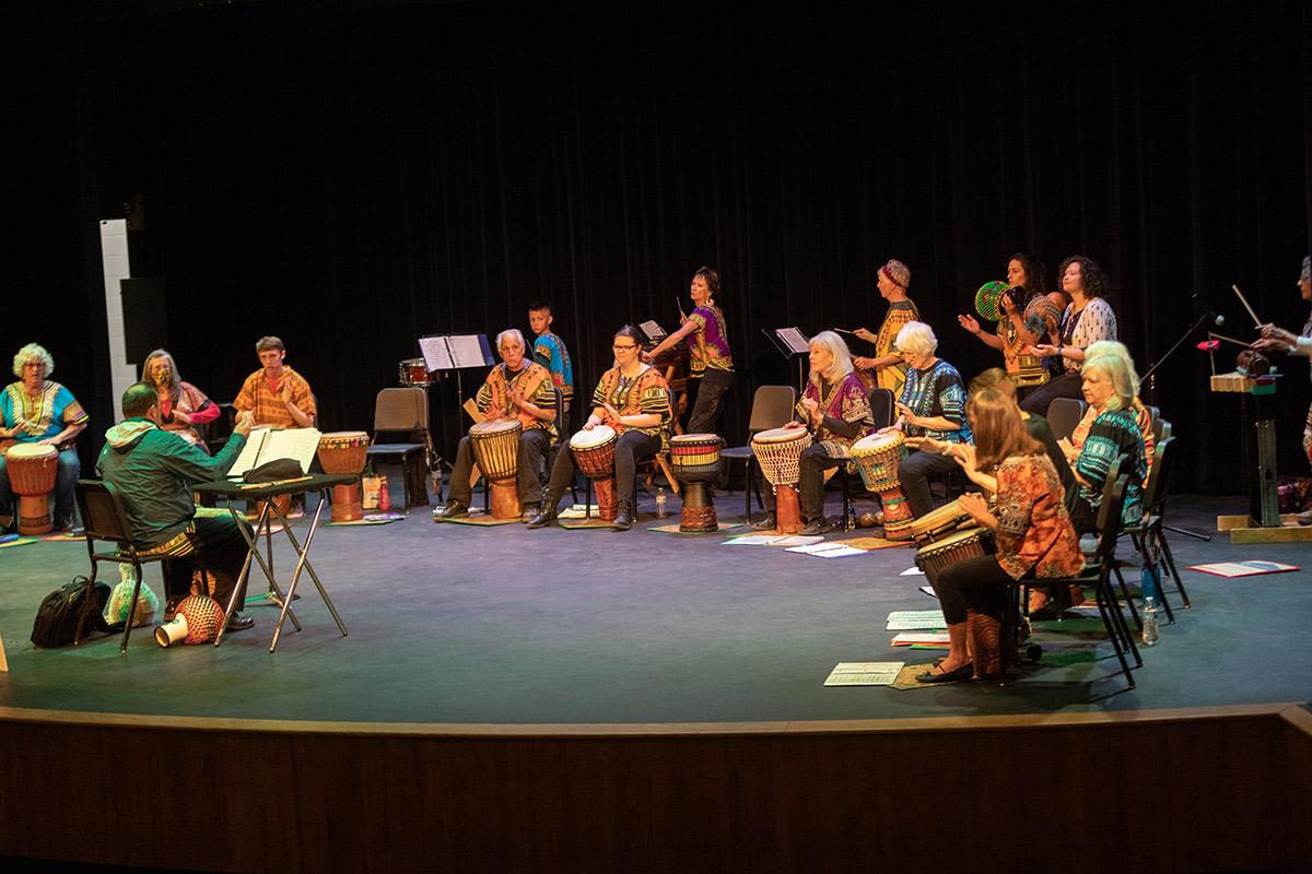 Community Learning Center student in music class